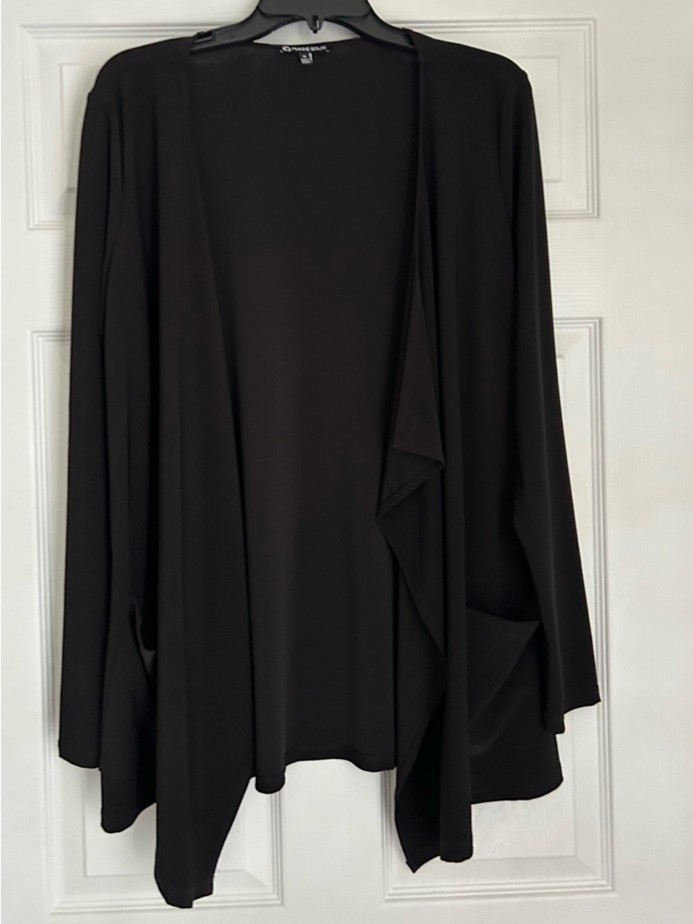 Women’s Franne Golde Black Open Front Draped Cardigan Jacket Medium M